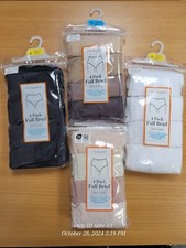 Primark Damen 4er Pack Full Slips Slips Unterwäsche Baumwolle schwarz/weiß/farbe