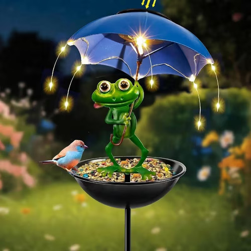 Solar frosch gartenfiguren mit - solar,