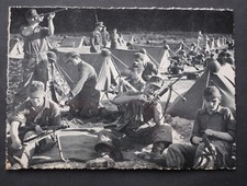 Original AK Bundeswehr Zeltlager mit Tarnuniform Amöben um ca. 1957