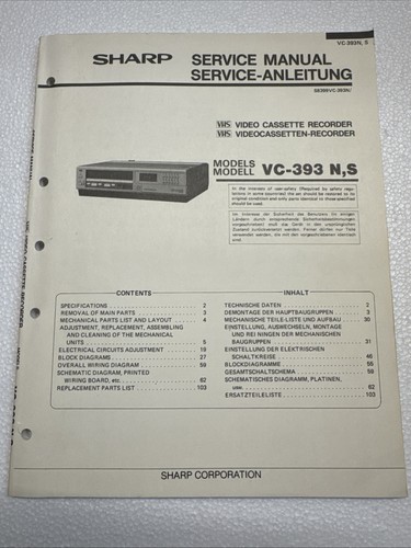 Sharp service anleitung vhs - sharp,