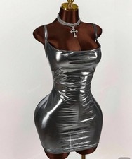 sexy damen mini kleid silber Neu