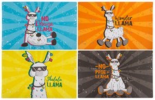 Tischset Platzset lustige Lama Platzdeckchen Malunterlage Platzmatte 4 Motive Eß