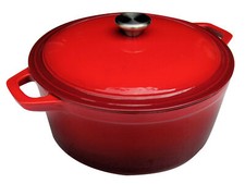 Gusseisen Bräter rot Ø 24 cm - 3,5 Liter - Eisen Schmortopf Kochtopf Grill Topf