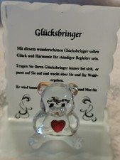 Glücksbringer aus Glas, Teddy, ca. 10 cm, guter Zustand