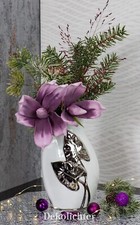 Deko Vase Keramik weiß silber