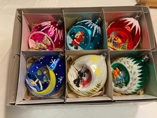 Antiker Christbaumschmuck Diorama Kugeln mit versch. Figuren Hartplastik um 1950