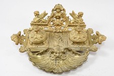 N92R26- Historismus Messing Schreibtischgarnitur mit Engeln