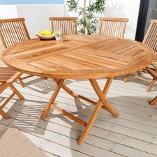 Massiver Gartentisch EMPIRE TEAK - 120cm - natur Teakholz - klappbar Balkontisch