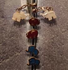Set 3 Paar Ohrringe Ohrstecker Kinder Elefant rot, blau & elfenbeinfarben 