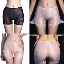 Damen Glänzend Transparent Slips Unterhose Nylon Tanga Panty Unterwäsche Höschen