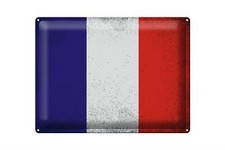 Blechschild Flagge Frankreich 40x30 cm Flag France Vintage Deko Schild tin sign