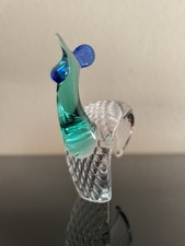 Vintage Murano Sommerso großer Glas Figur „Hahn“ handgefertigt