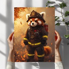 Roter Panda als Feuerwehrmann