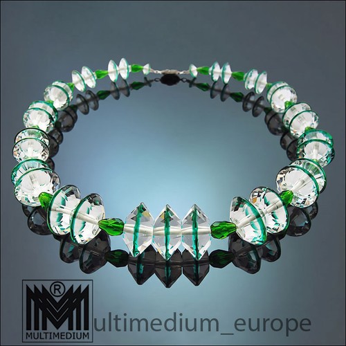 Art deco glas halskette grün - art,