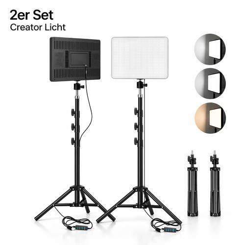Led videoleuchte 2er set - led,