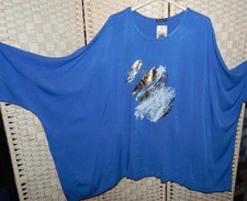 ITALY MODA Überwurf Tunika PONCHO Ü-Gr- LongTunika *KÖNIGS-ROYALBLAU**bis Gr. 58