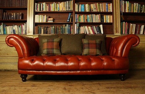 Braune leder chesterfield sofa - braune,
