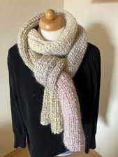 Langer flauschiger Schal Mohair Pastellfarben Handgestrickt