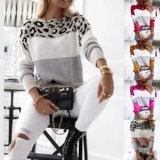 Damen Pullover Farbblock Wolle Pulli Sweater Winter Sweatshirt Strickpullover