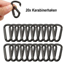 20x Alu Karabinerhaken Schwarz Karabiner Haken Schnapphaken Aluminium Camping