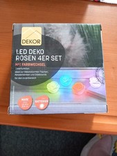LED Deko Rosen Licht warmweiß, 4er-Set,  Leuchte Lampe Tischdeko Rose