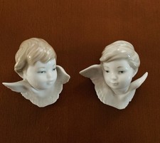 Lladro 2 Porzellanfigur Engelskopf Engel Figuren handgefertigt Top Zustand