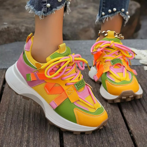 Sneaker bunt gelb rosa - , orange