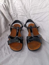 MBT Damen Leder Sandale Sandalette Freizeitschuh Gr. 40 UK 7 Lackleder Schwarz