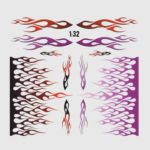 Waterslide decal flammen - waterslide, 1:32