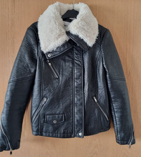 Only Damen Vegan Leder Jacke mit Fell Schwarz Gr.36/38