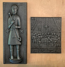 Buderus Kunstguss Plakette Relief 2 Jahresplaketten 1977, 1978