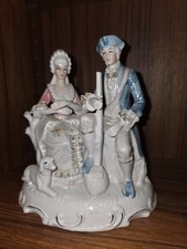 Porzellanfigur Pärchen mit Hund Rokkokostil  20x11x18cm unversehrt