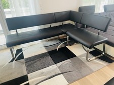 Esszimmer Eckbank, ausziehbarer Tisch und 2 Stühlen schwarz/Weiß - auch einzeln!