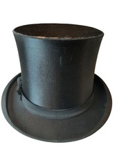 Schwarzer Klappzylinder Hut, antik Chapeau Claque deutsch, Seide, sehr selten