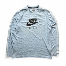 (M) Nike Vintage Longsleeve Spellout Babyblau Dünn Rare 2000er Sweater Pullover