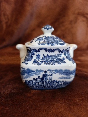Vintage blau weiße zuckerdose - blau-weiße,