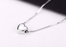 DAMEN  ANHÄNGER 925 STERLING SILBER HERZ MIT KETTE SLIM KLEIN DÜNN