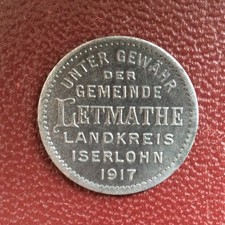GEMEINDE LETMATHE 50 PFENNIG 1917 #  F. 292.2 # ISERLOHN # NORDRHEIN WESTFALEN