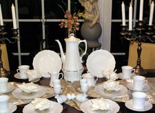 edles Kaffeeservice von Hutschenreuther Tirschenreuth Baronesse weiß 22-tlg. Top