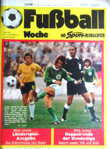 Fußball woche 9 1974 - fußball, 9.9.
