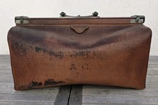 Antiker Leder-Koffer Arztkoffer Arzttasche um 1930 Hebammenkoffer mit Einsätzen