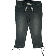 Landhaus 42 3/4 Jeans Hose Grau Damen Oktoberfest Trachten Stretch Stickerei W33