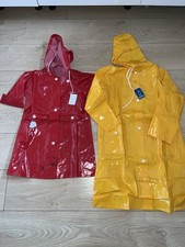 2x Retro Kinder Regenmantel PVC Regenjacke Plastikjacke Vintage 80er AYALA