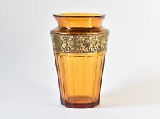 Moser Glas Vase Art Deco Bernsteinfarben Amazonen Goldfries Karlsbad signiert