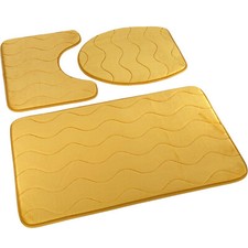 3 Tlg. Set Badematte Badteppich Badvorleger Blau Braun Beige Grau Turkis Schwarz