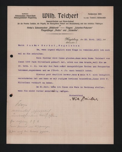 Magdeburg brief 1911 - 1911,, wilh
