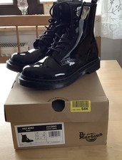Dr. Martens Lamper Stiefel, Größe 38, Lackleder, Schwarz Docs