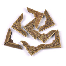 16) 10 Buchecken 23 x 23 mm messing  Metallecken Schutzecken Eckenschoner Kante