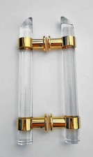 Großer Glastürbeschlag Messing Stossgriff  Massives Glas Stangengriff