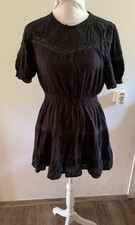 Zara Gr.  M, Mini Kleid Schwarz Baumwolle Spitze, Stufen Sommer Party Urlaub
